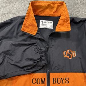 VTG JCP Oklahoma State Cowboys OSU Jacket Black Orange Full Zip Windbreaker Mens